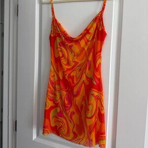 WeWoreWhat Orange and Pink Swirl Swim Coverup